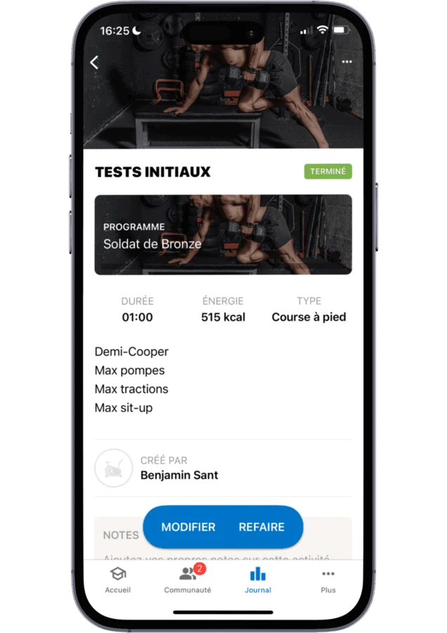 Application d'entraînement ArmyPreps